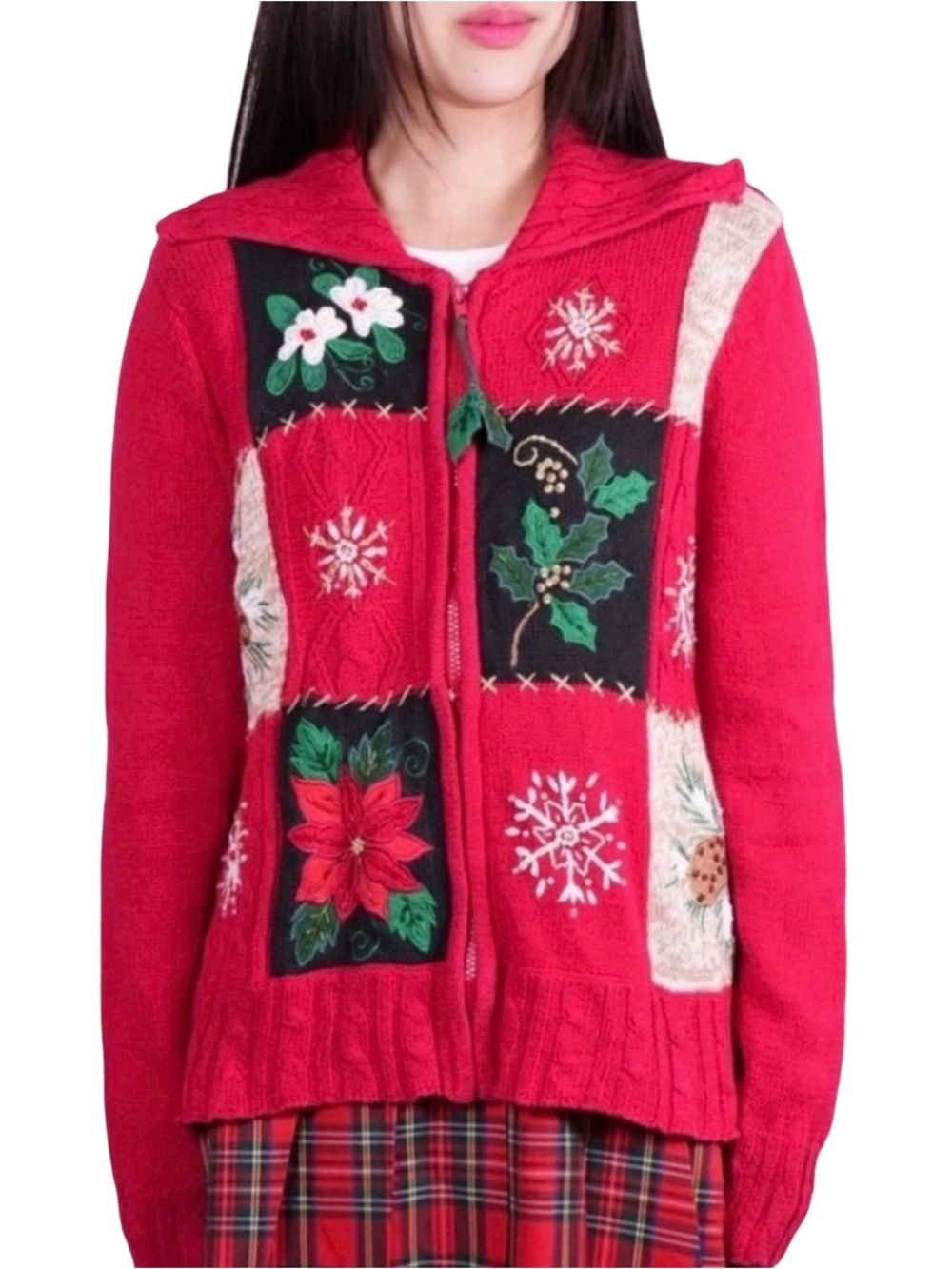 VTG 90s gaudy beaded granny kitschy uglyChristmas party patchwork sweater 1X